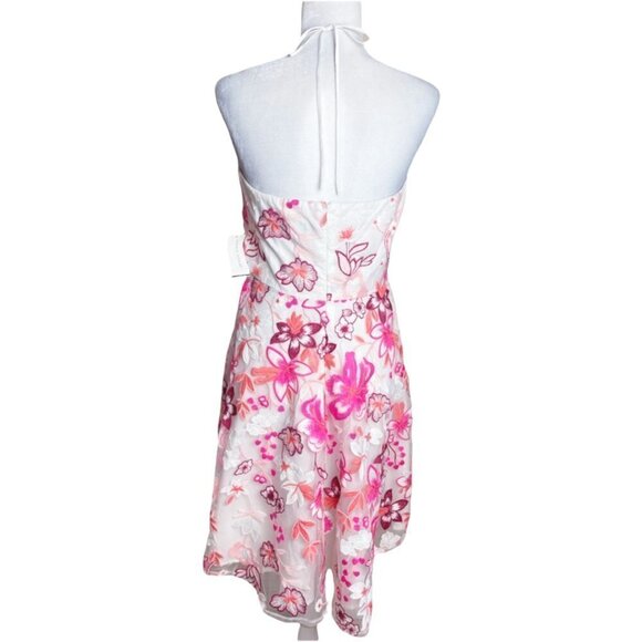 Alexia Admor NWT ALISON Halter Pink Embroidered Hi Low Dress Floral Womens SZ 8 - Picture 10 of 11